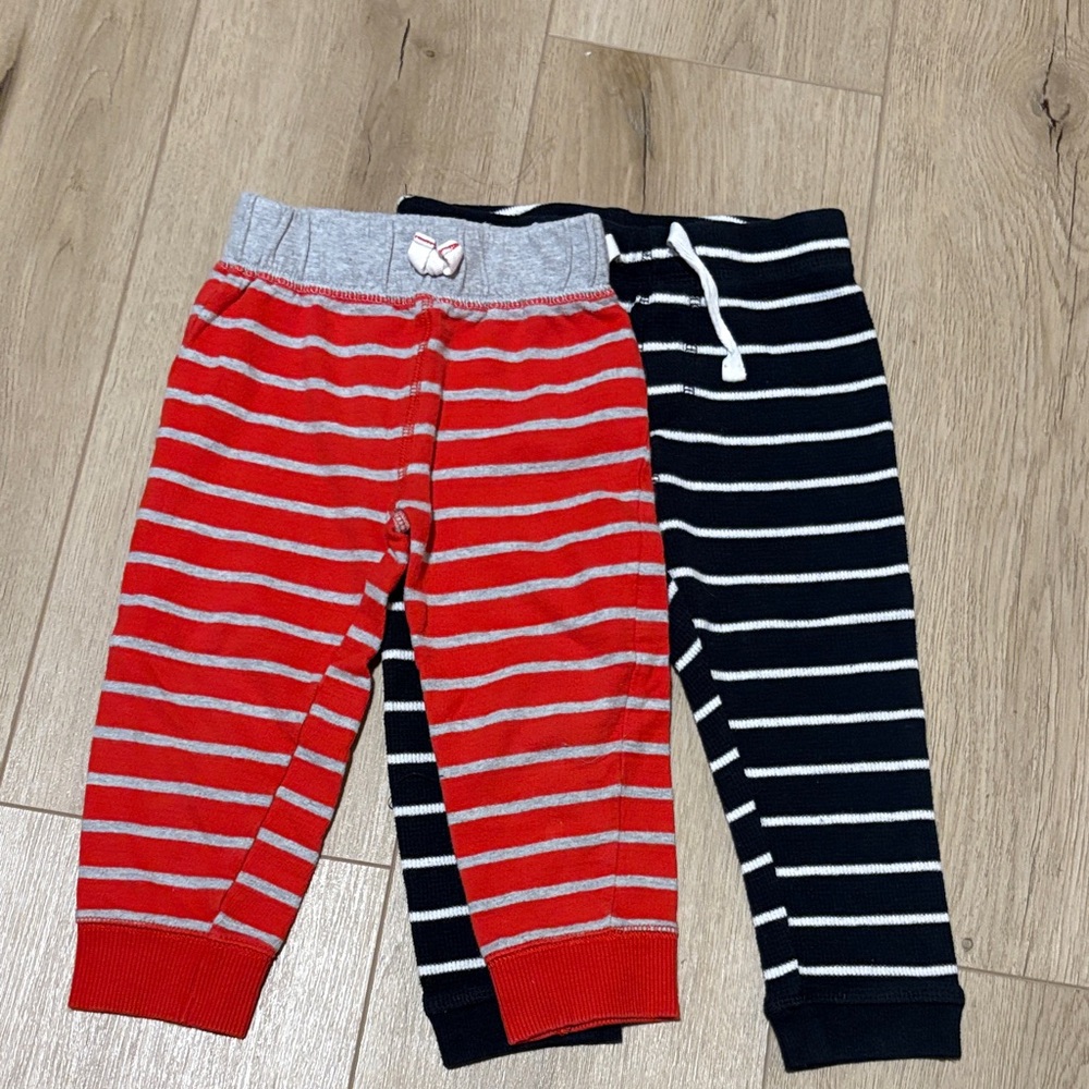 SOLD Striped Red and Black Jogger Pants Set 24 M